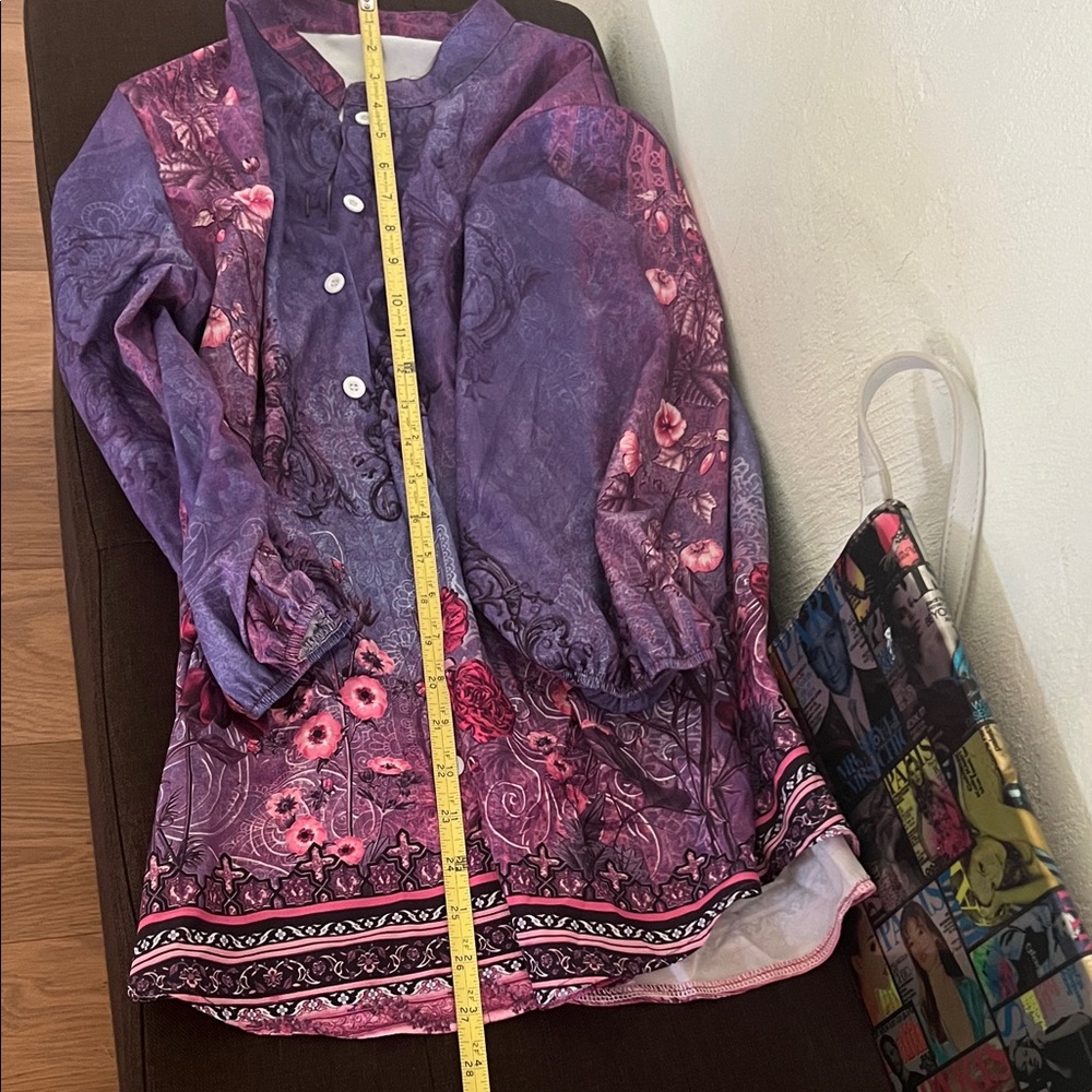 #1060**Floral Purple Women's Blouse - Picture 5 of 12